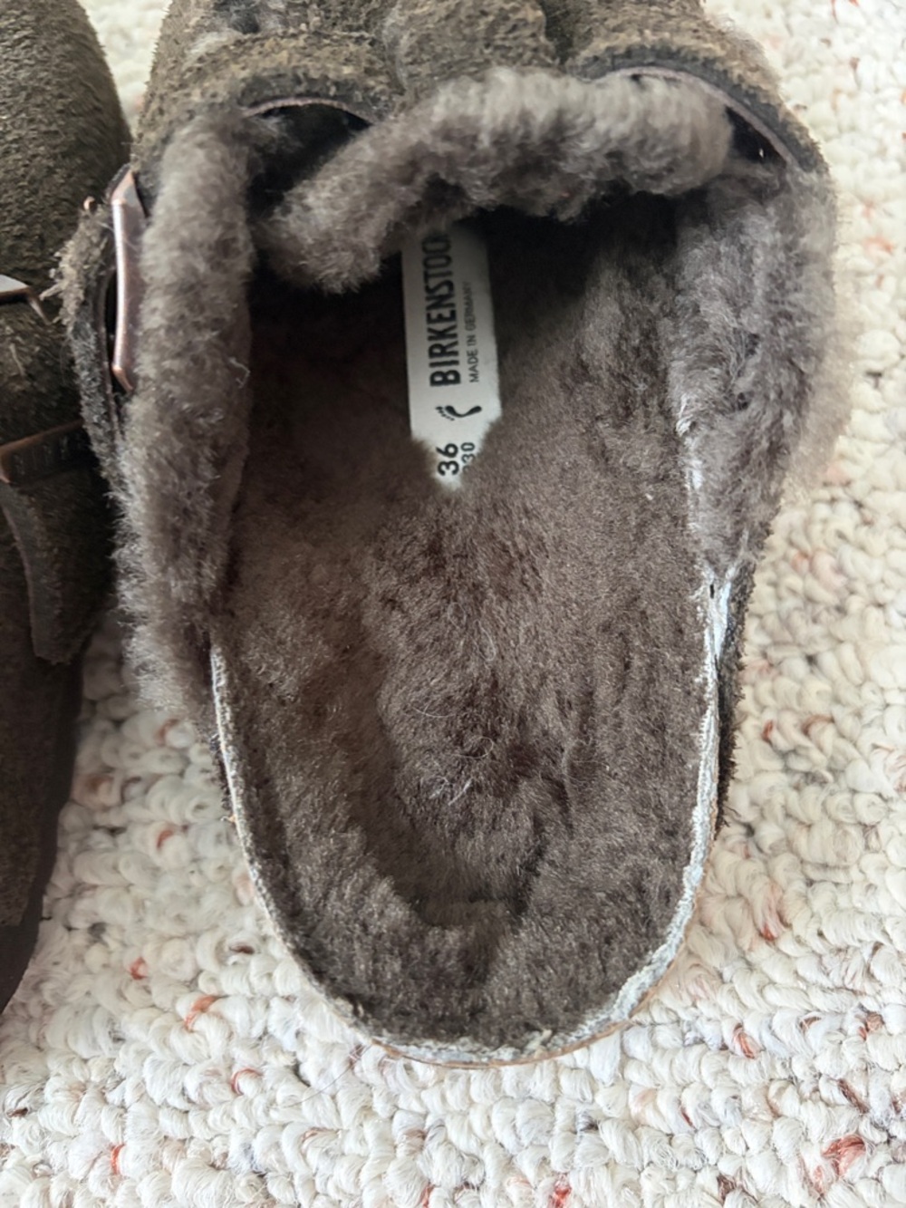 Birkenstock Boston Brown Suede Shearling Clog - Picture 6 of 6